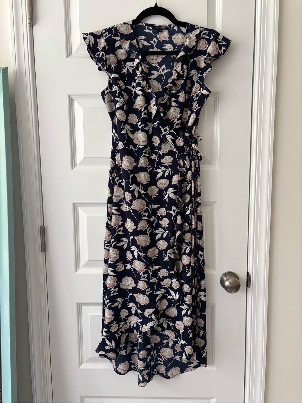 Papermoon Navy Floral Feminine Wrap Dress S